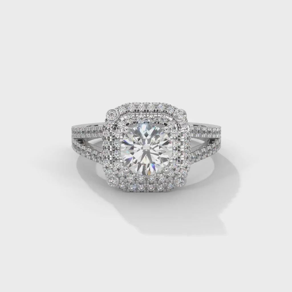 The Radiant Crown 1.40 CTW Round-Cut Diamond Engagement Ring | F-VS1