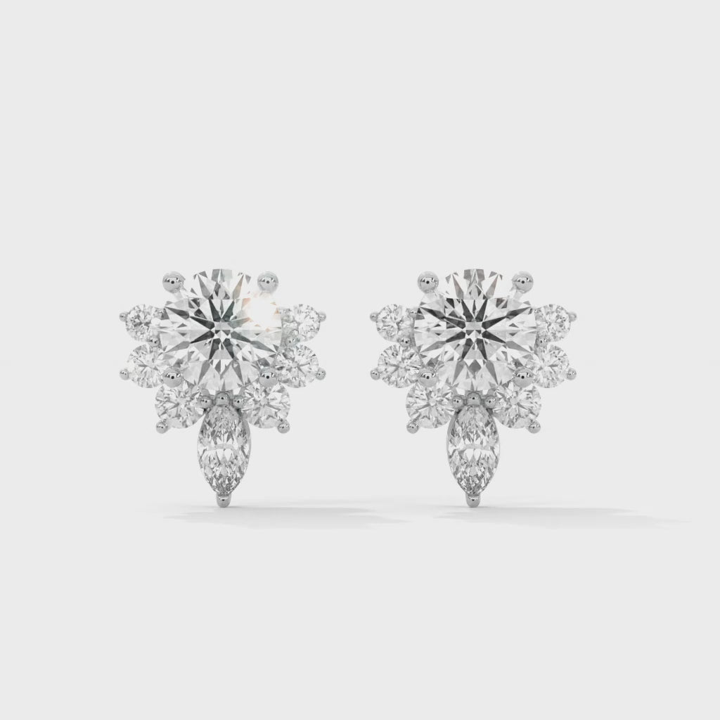 Floral Cluster Lab-Grown Diamond Stud Earrings in 14K & 18K Gold| 0.64 CTW| E VS1