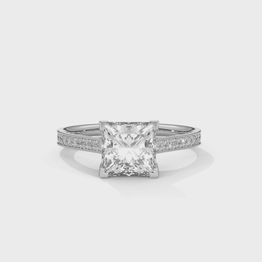 Brilliance 1.5 CT Princess-Cut Lab Grown Diamond Pave Ring | 1.74 CTW