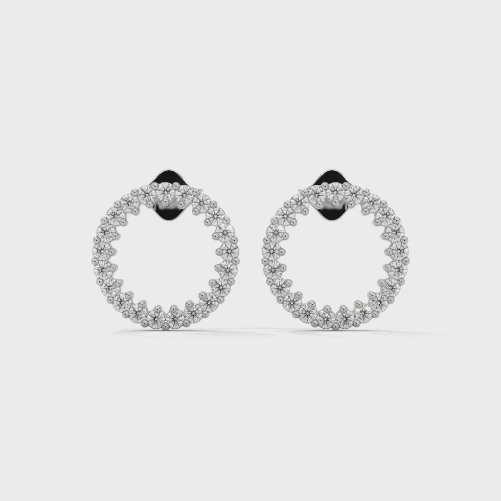 Diamond Pave Circle Stud Earrings | 14K and 18K Gold | 0.42 ctw