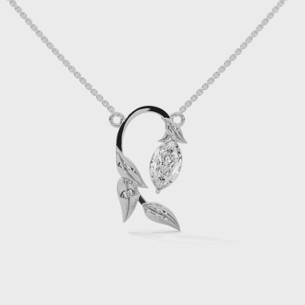 14K Gold Marquise-Cut Diamond Vine Pendant Necklace | 0.50 CTW