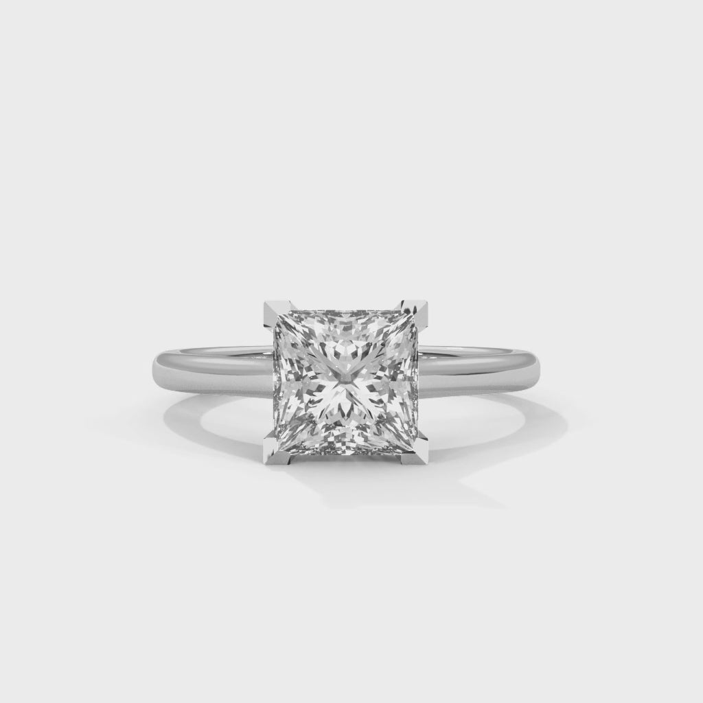 Princess-Cut Diamond Solitaire Engagement Ring 2ct Lab-Grown Diamond (F VS)