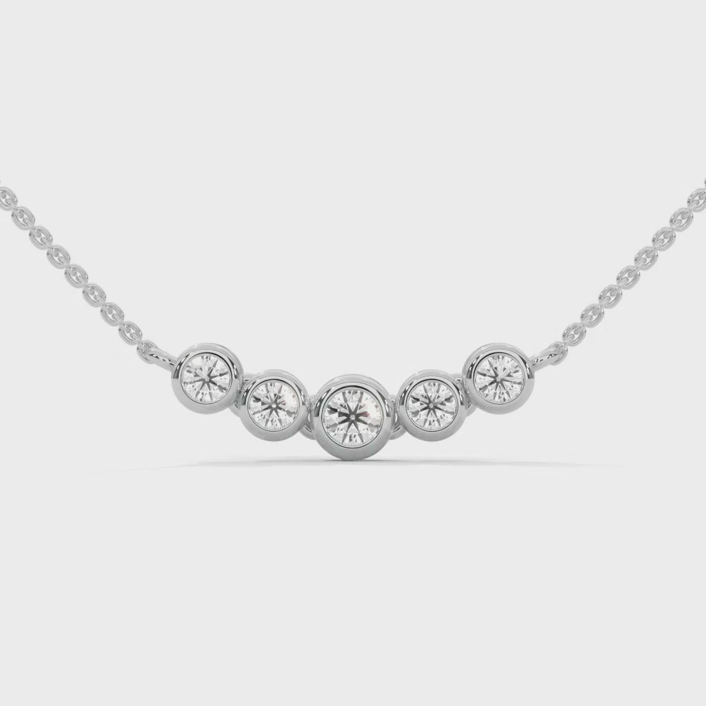 14K Gold Bezel-Set Five Diamond Bar Necklace | 0.30 CTW