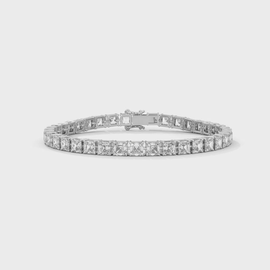 Lumière Asscher-Cut Lab-Grown Diamond Tennis Bracelet | 11.1 CTW