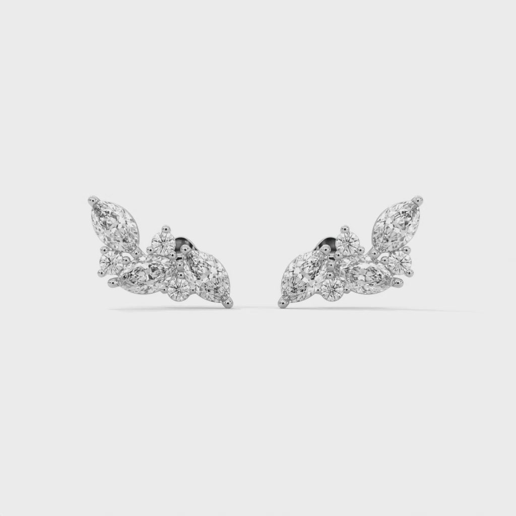 Bat-Inspired Marquise Diamond Stud Earrings in 14K & 18K Gold | 0.50 CTW | E VS1