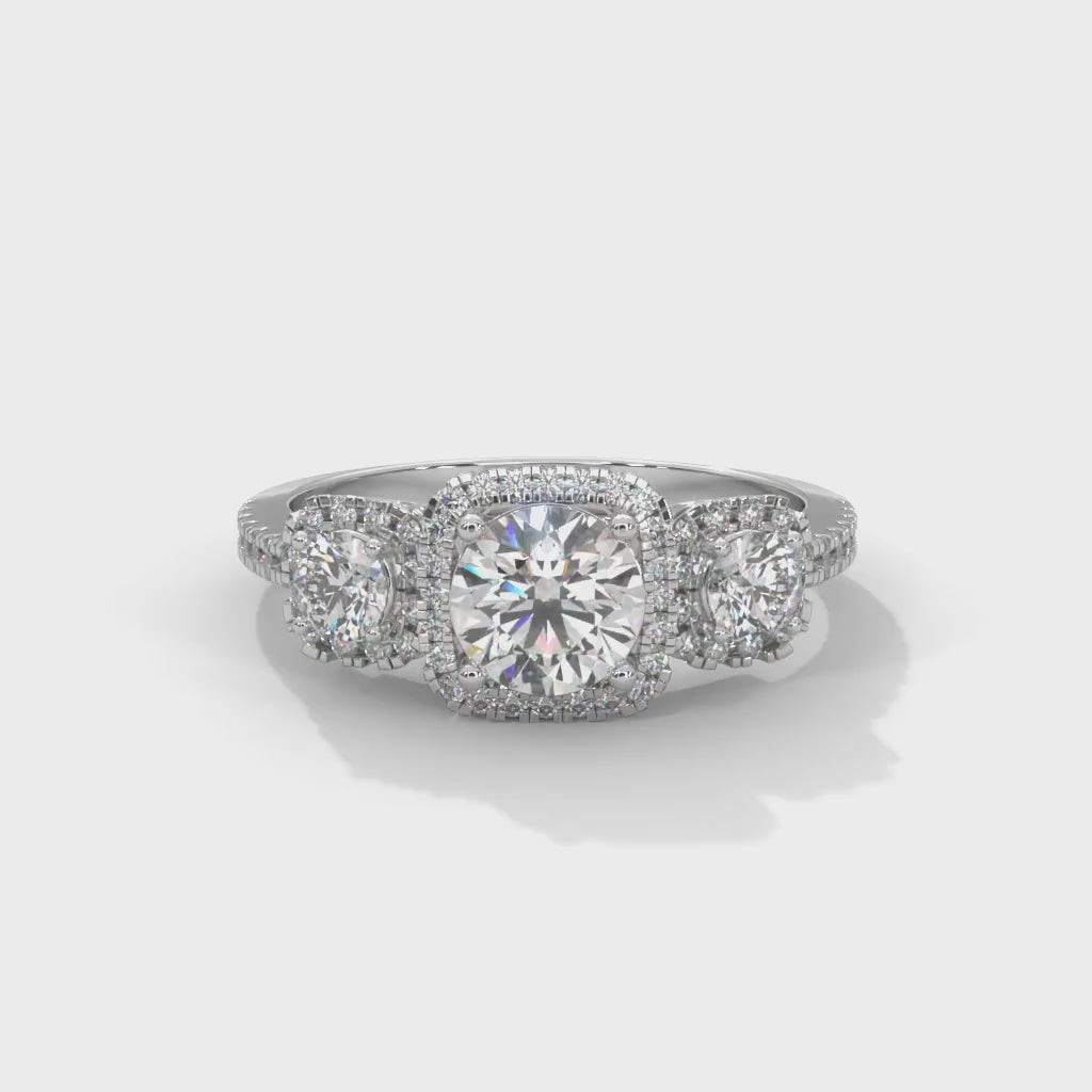 The Trinity Radiance 1.82 CTW Three-Stone Diamond Engagement Ring | F-VS1