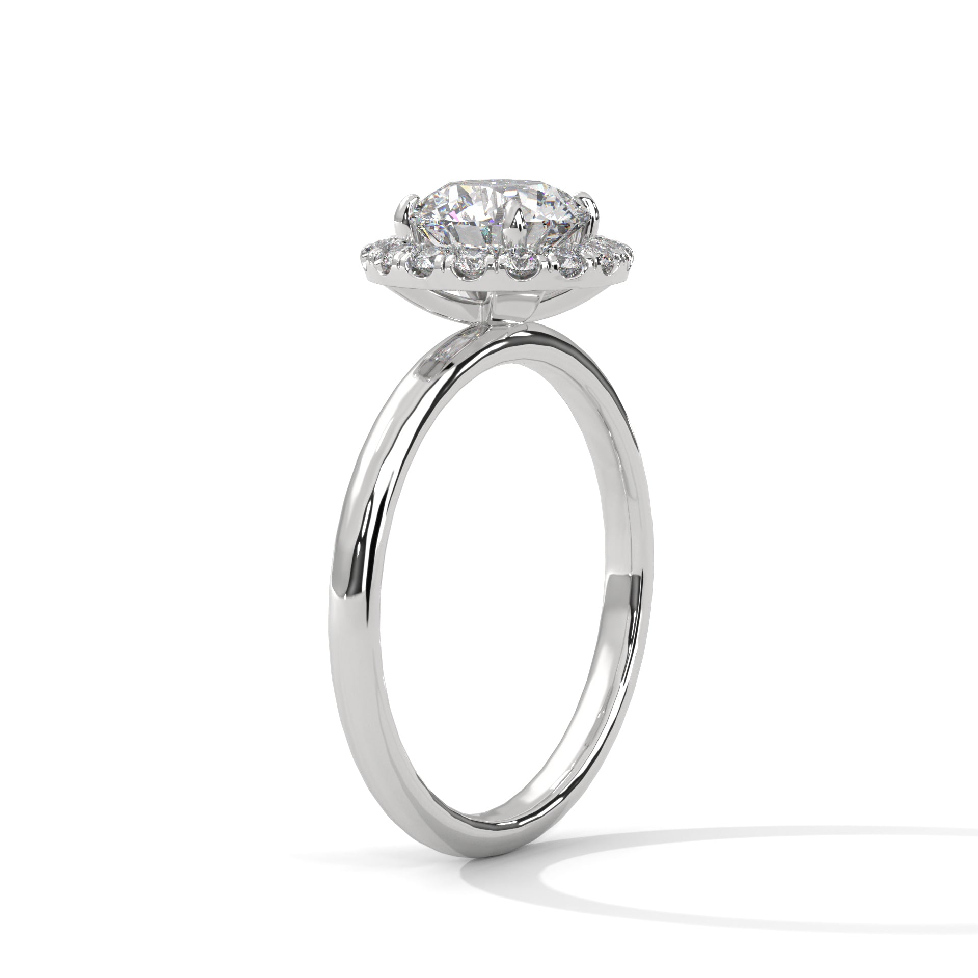 Round Halo white gold ring